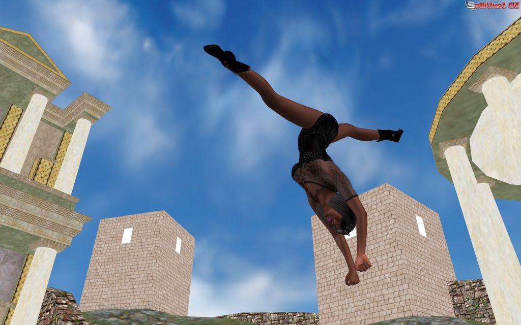 16P Two 3d animated black and white babes fighting