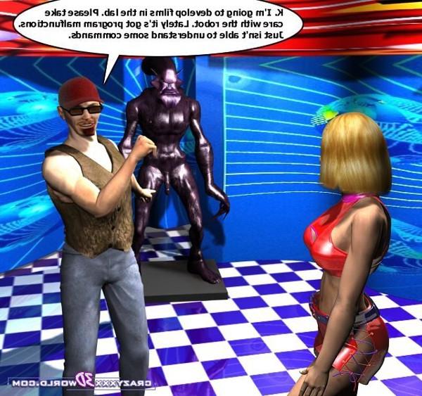 16P Blonde masturbates then gets fucked by big robot