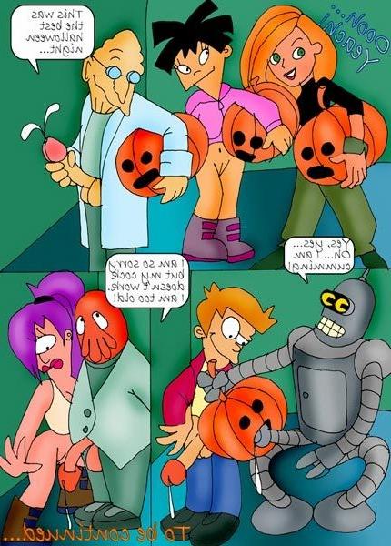 12P Scared Wendy strokes robot Bender