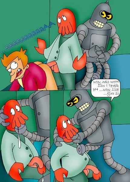 12P Scared Wendy strokes robot Bender