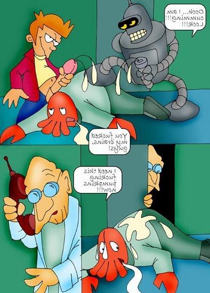12P Scared Wendy strokes robot Bender
