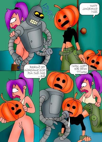 12P Scared Wendy strokes robot Bender
