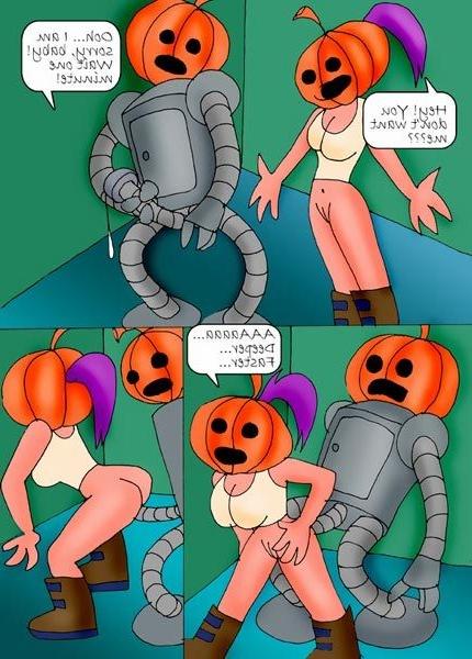 12P Scared Wendy strokes robot Bender