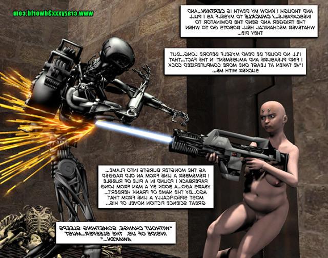 16P Naked babe unplugged from matrix fights with robot