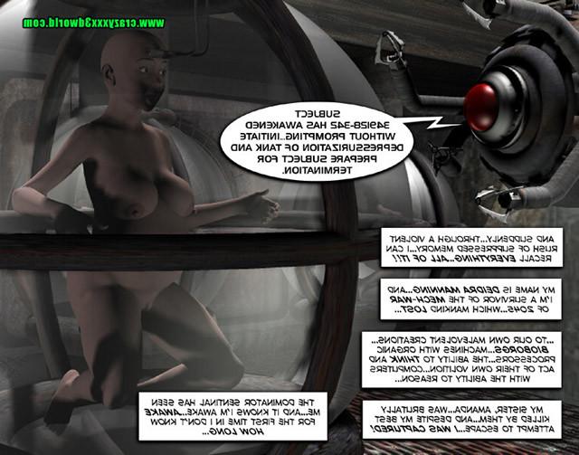 16P Naked babe unplugged from matrix fights with robot