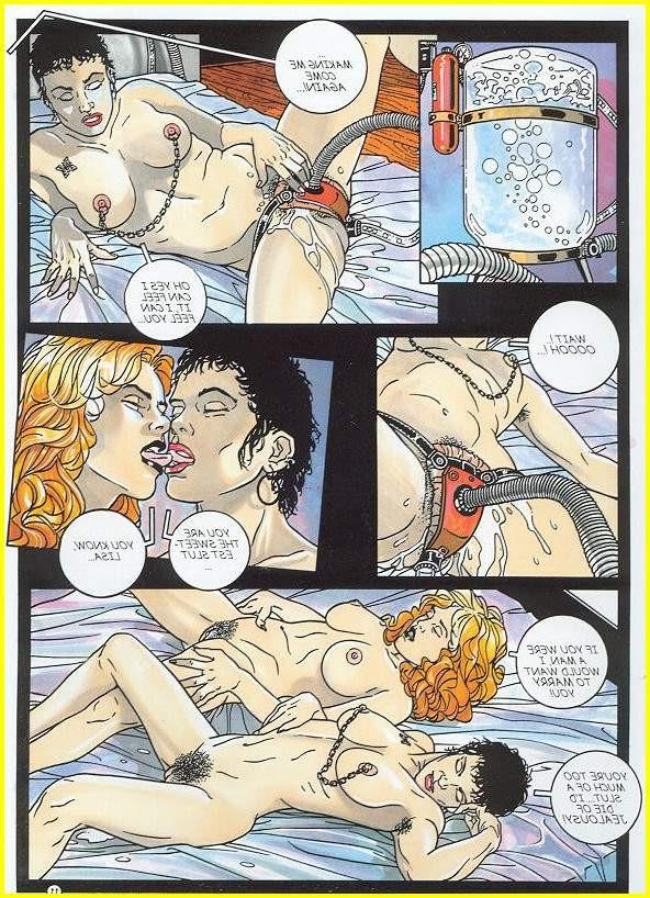15P thin chain hooked to nipples and hard clit