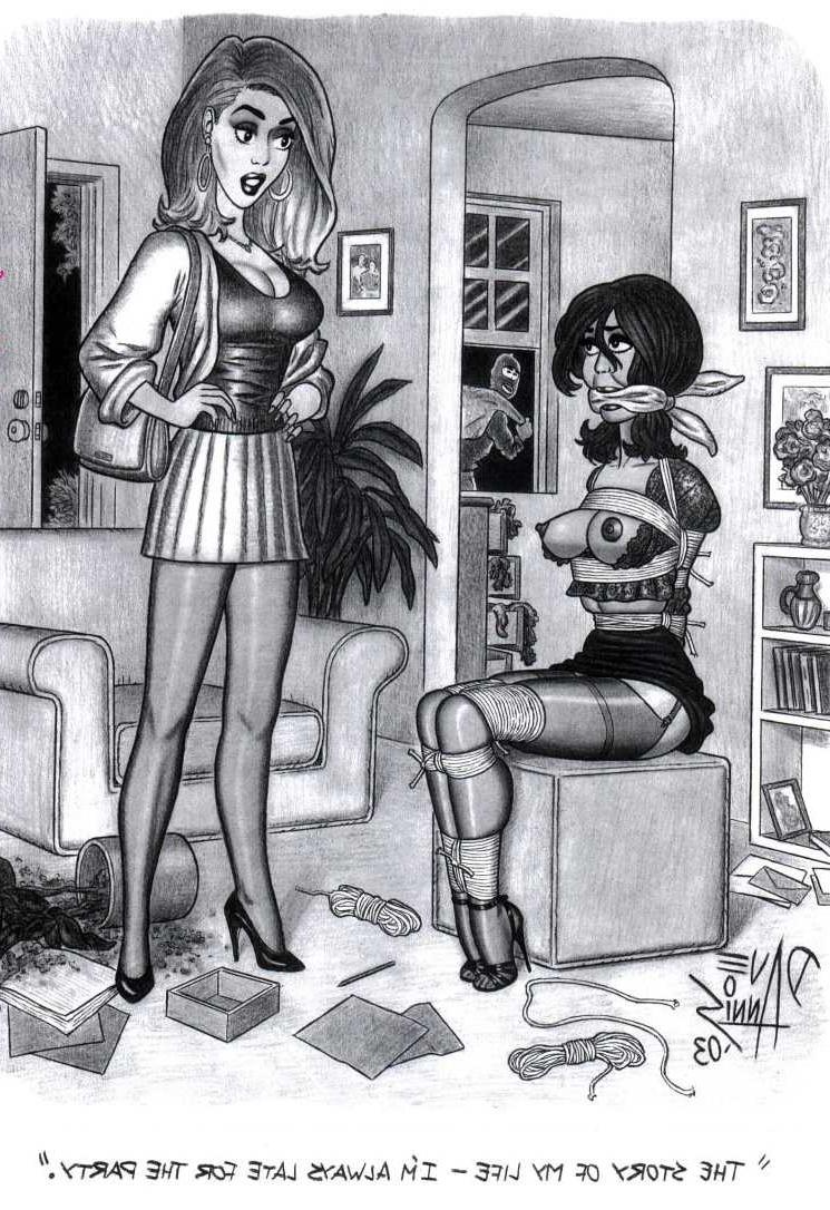 15P lesbian holds vibrator on tied lover