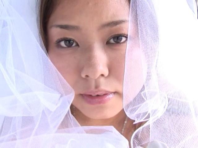 15P Busty asian av idol Fuko posing her gigantic big tits as a bride