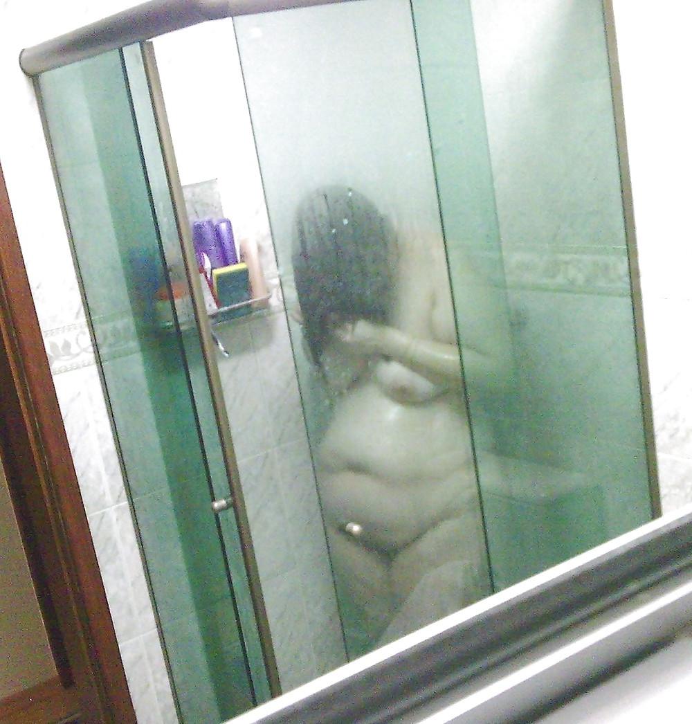 10P My bbw wife at shower and after 