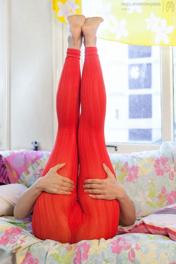 16P Hairy Asian Girl Tears Her Pantyhose To Show Her Muff