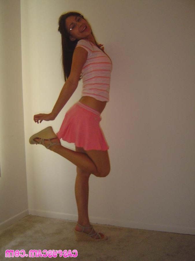 20P Asian teen in skirt and glasses