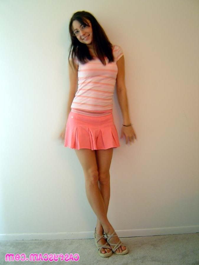 20P Asian teen in skirt and glasses