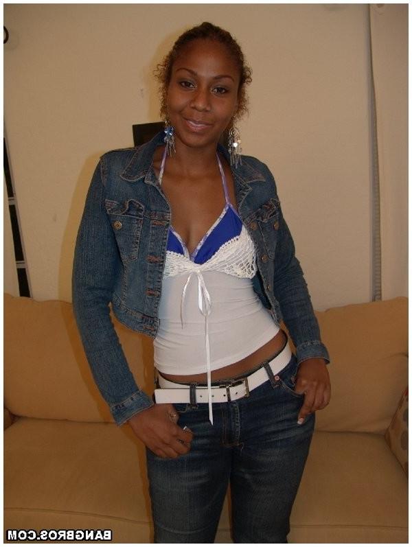 15P skinny black girl with nice butt takes a cumload on her face