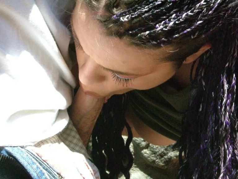 16P Braided beautiful BBW riding cock outside