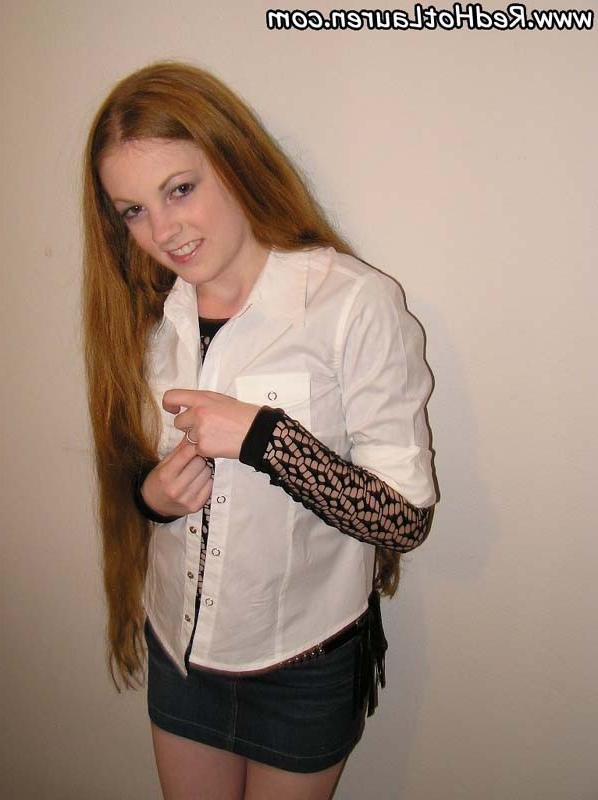 10P Sweet petite redhead teen in black mashed shirt