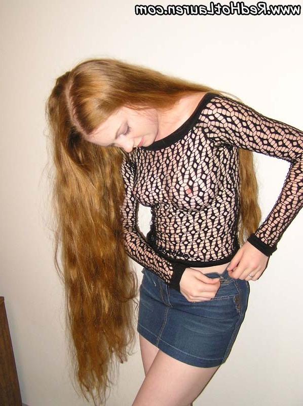 10P Sweet petite redhead teen in black mashed shirt