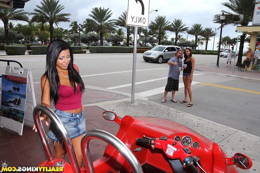 16P 2 super hot mini skirt babes get picked up at the beach riding their scooter in 