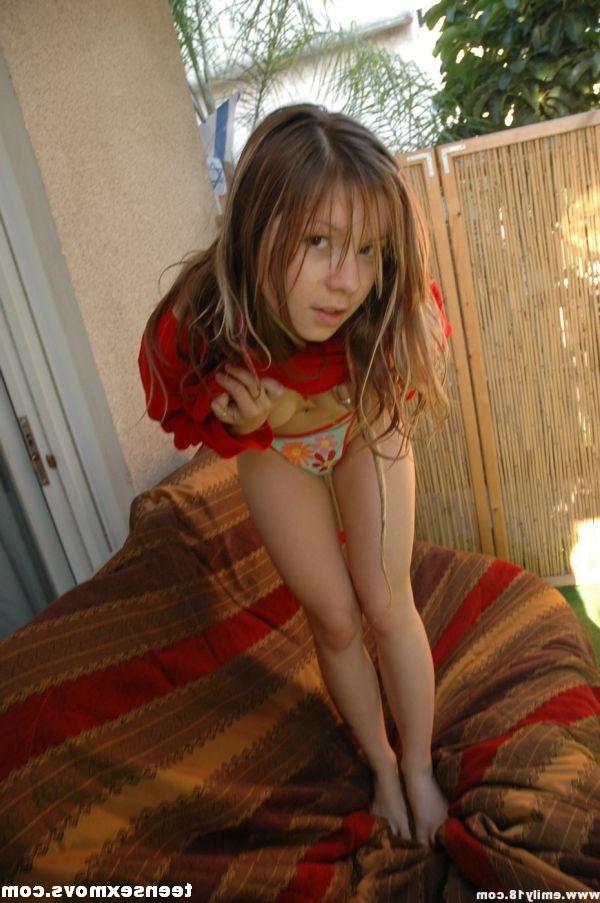 16P Cute petite teen with naked small tits teasing in very tiny panties