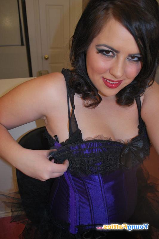 16P Plump teen posing in beautiful blue lingerie