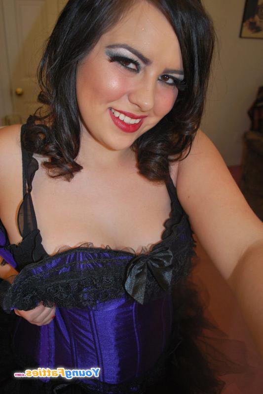 12P Plump teen posing in beautiful blue lingerie