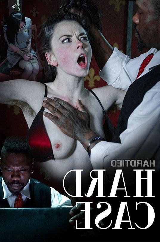 16P Ivy Addams in dress and stockings is tied in rope her tits expos