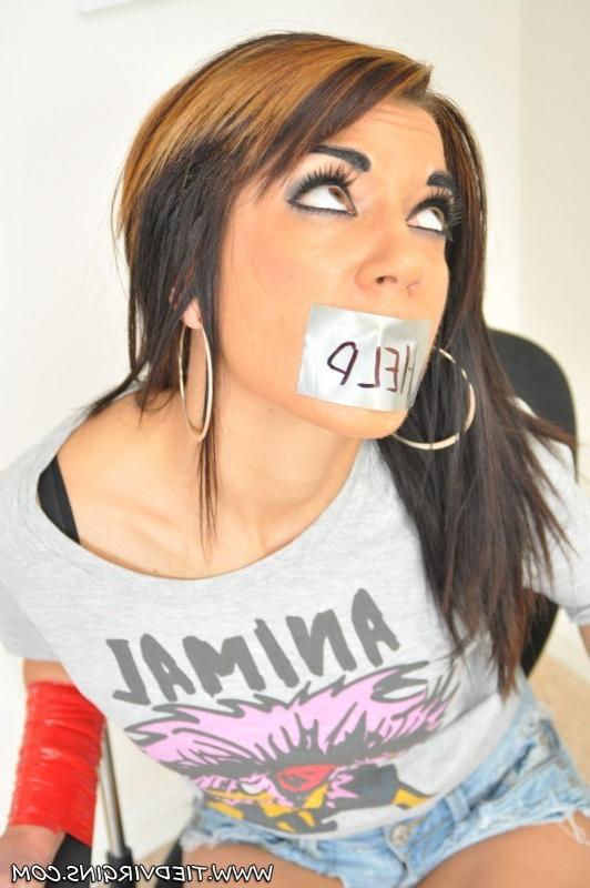 16P Girl tied to chair with mouth taped shut