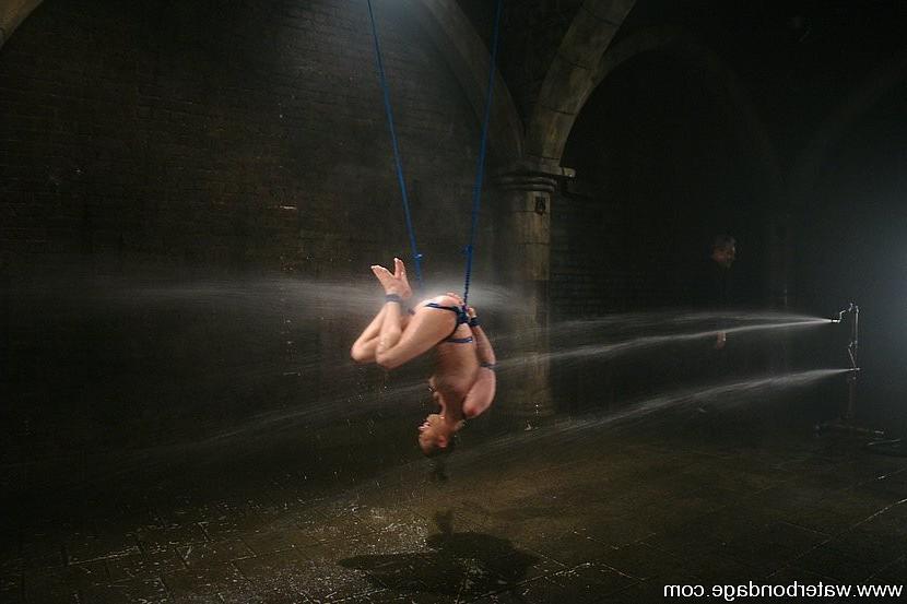 15P Maya Matthews brunette in rope bondage is dunked