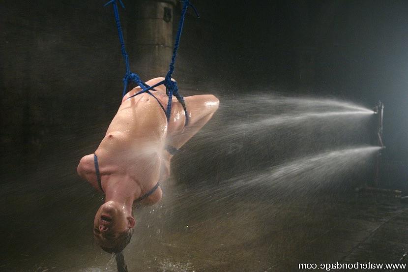 15P Maya Matthews brunette in rope bondage is dunked