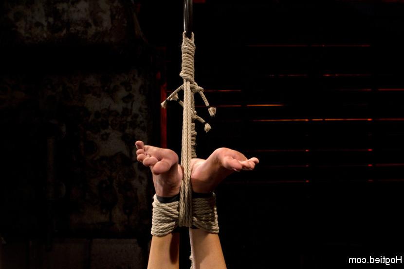 15P Hot flexible blond suffers a brutal Category 5 suspension. Anal hook, tight gag,