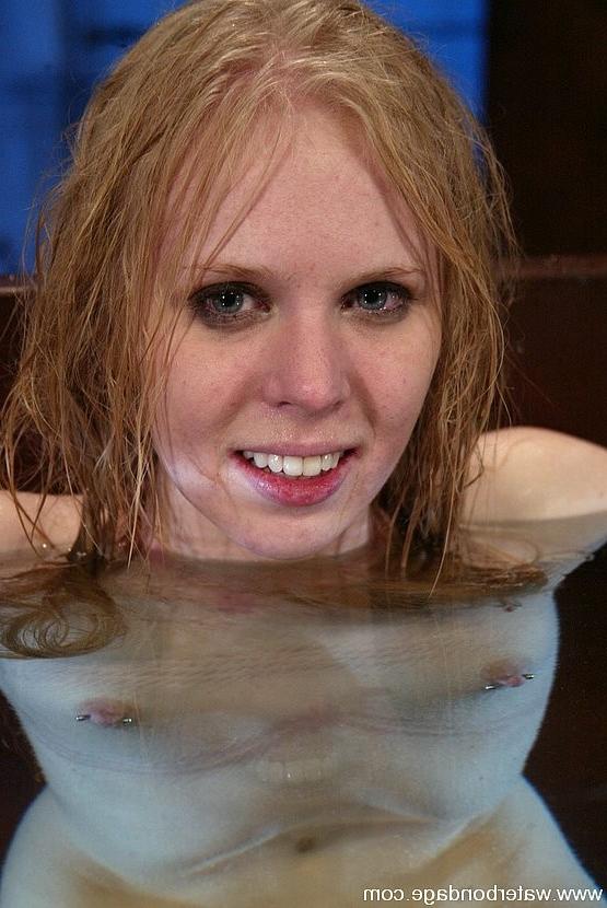 15P Sarah Jane blonde in red rope bondage with water tortureshot