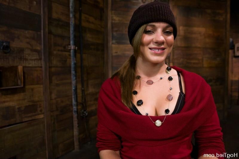 15P Busty babe gets tied up with rope