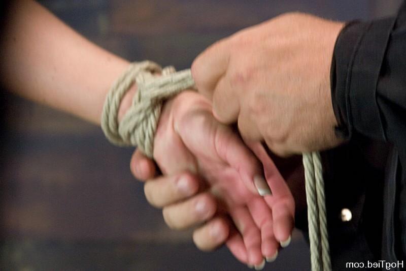 15P Busty babe gets tied up with rope