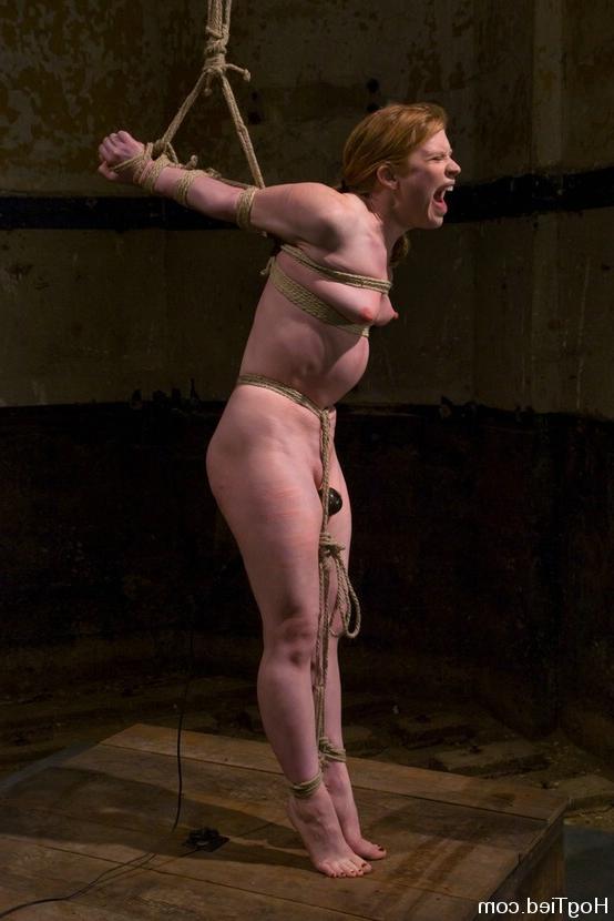 15P Busty babe gets tied up with rope