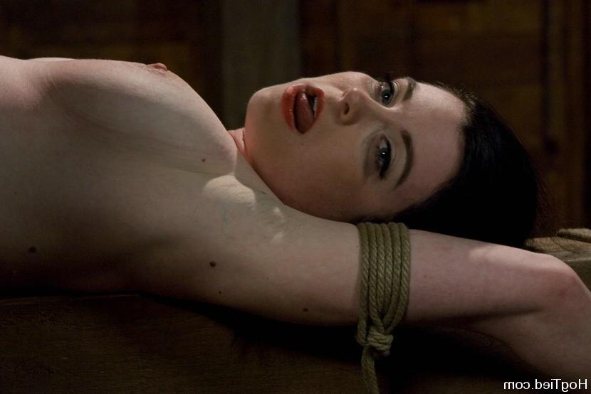 15P Busty babe gets tied up with rope