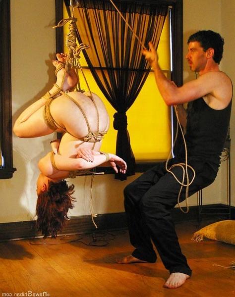 15P Suspended sub in exquisite Japanese rope bondage