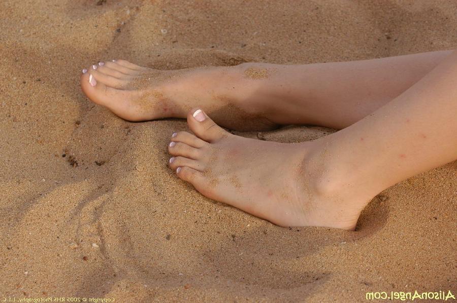 16P Alison Angel on the beach, upskirt
