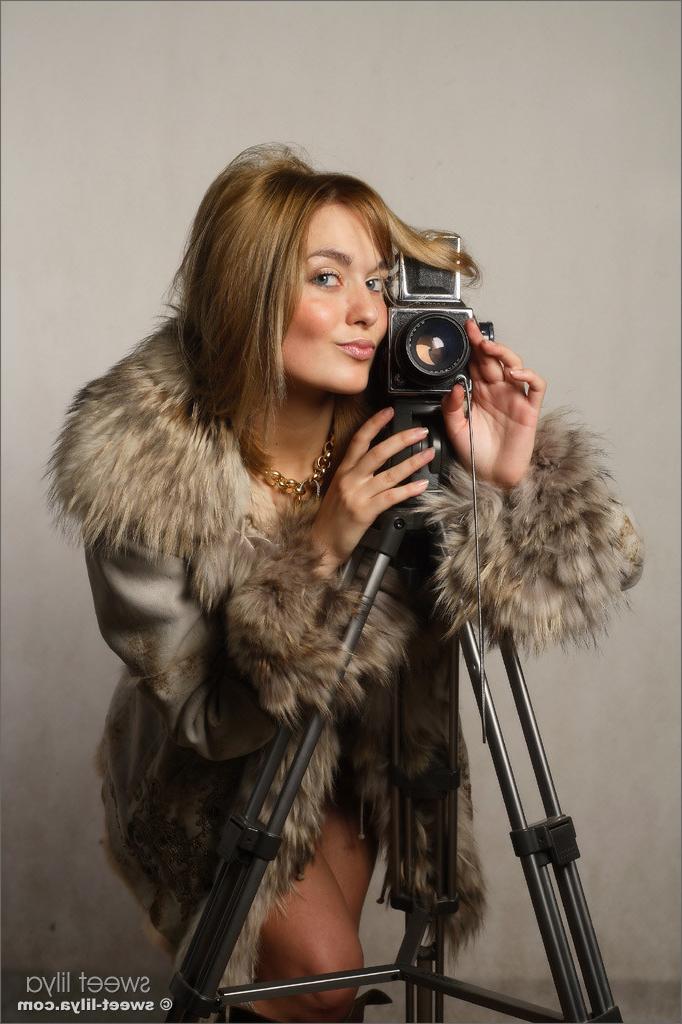 12P Luscious Russian teen Sweet Lilya posing in her coat