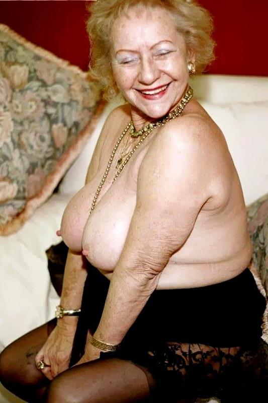 16P Extremely old wrinkly grandma strips out of her black lingerie