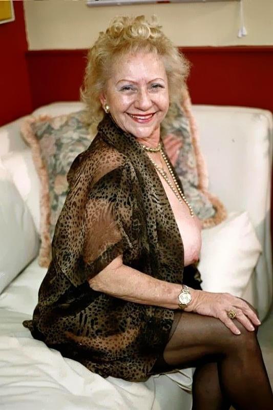 16P Extremely old wrinkly grandma strips out of her black lingerie