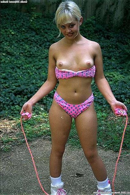 15P Tiny teen jumping rope loses her bikini top