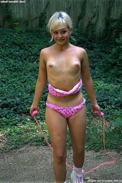 15P Tiny teen jumping rope loses her bikini top