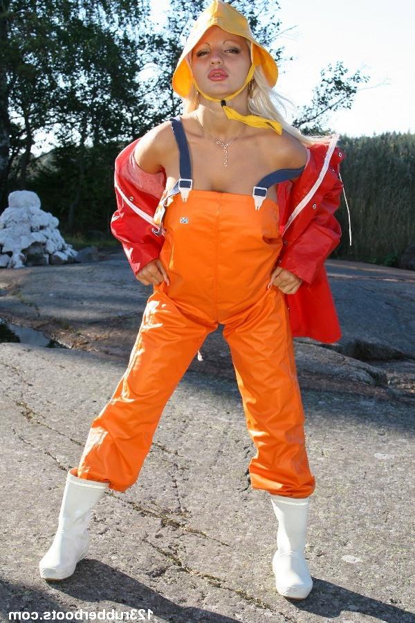 20P Hot and sexy girl in colorful rubber wear outdoors