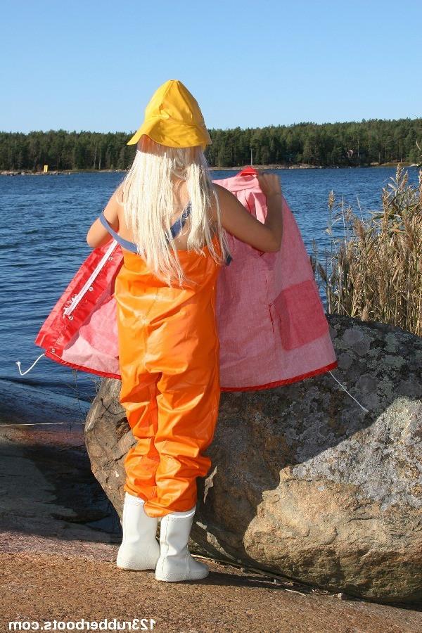 20P Hot and sexy girl in colorful rubber wear outdoors