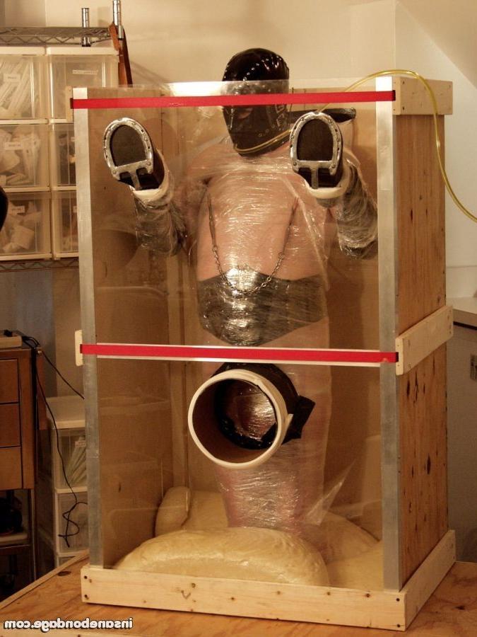 16P shrink wrapped slave dressed up by his mistress
