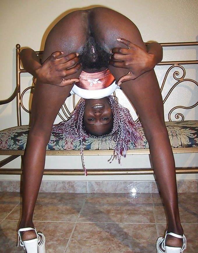 16P Skinny ebony babe with very hairy pussy