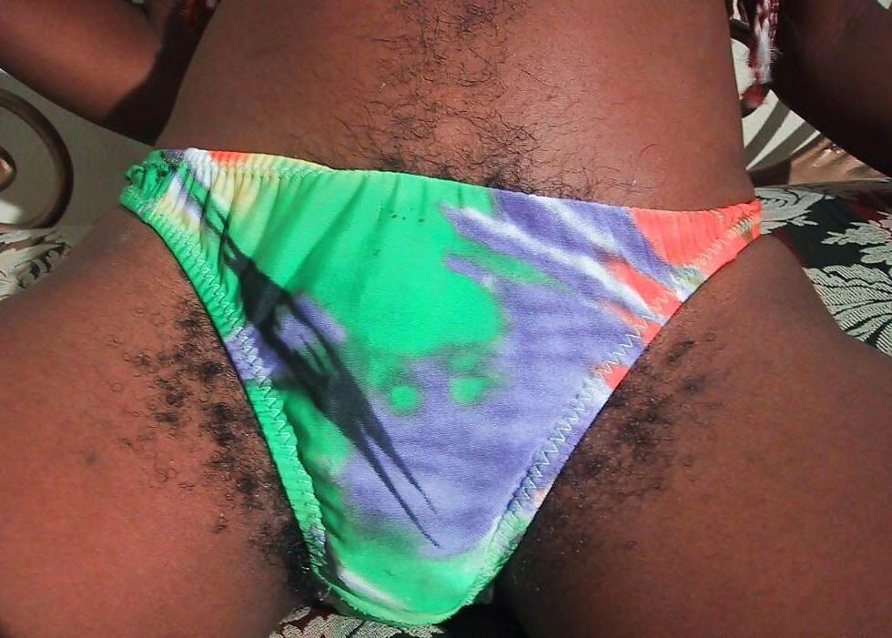 16P Skinny ebony babe with very hairy pussy
