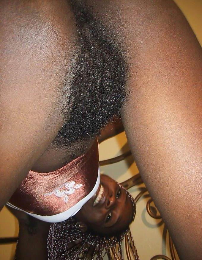 15P skinny ebony babe with very hairy pussy