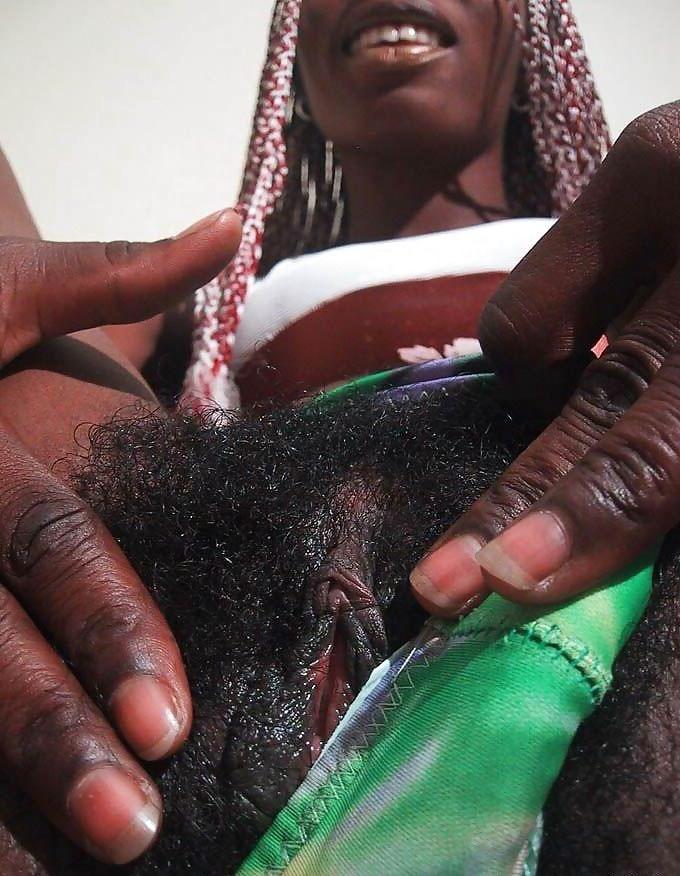 15P skinny ebony babe with very hairy pussy