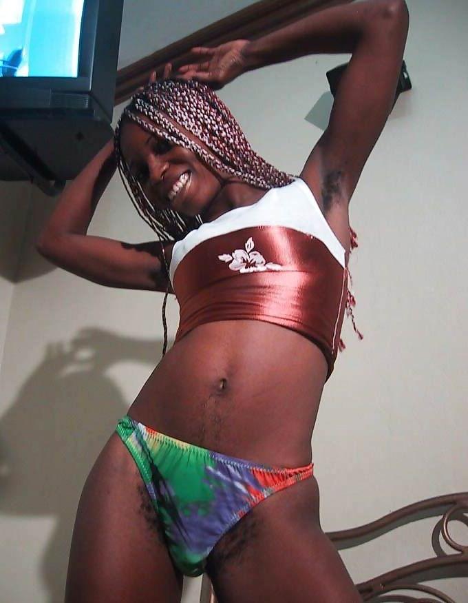 15P skinny ebony babe with very hairy pussy