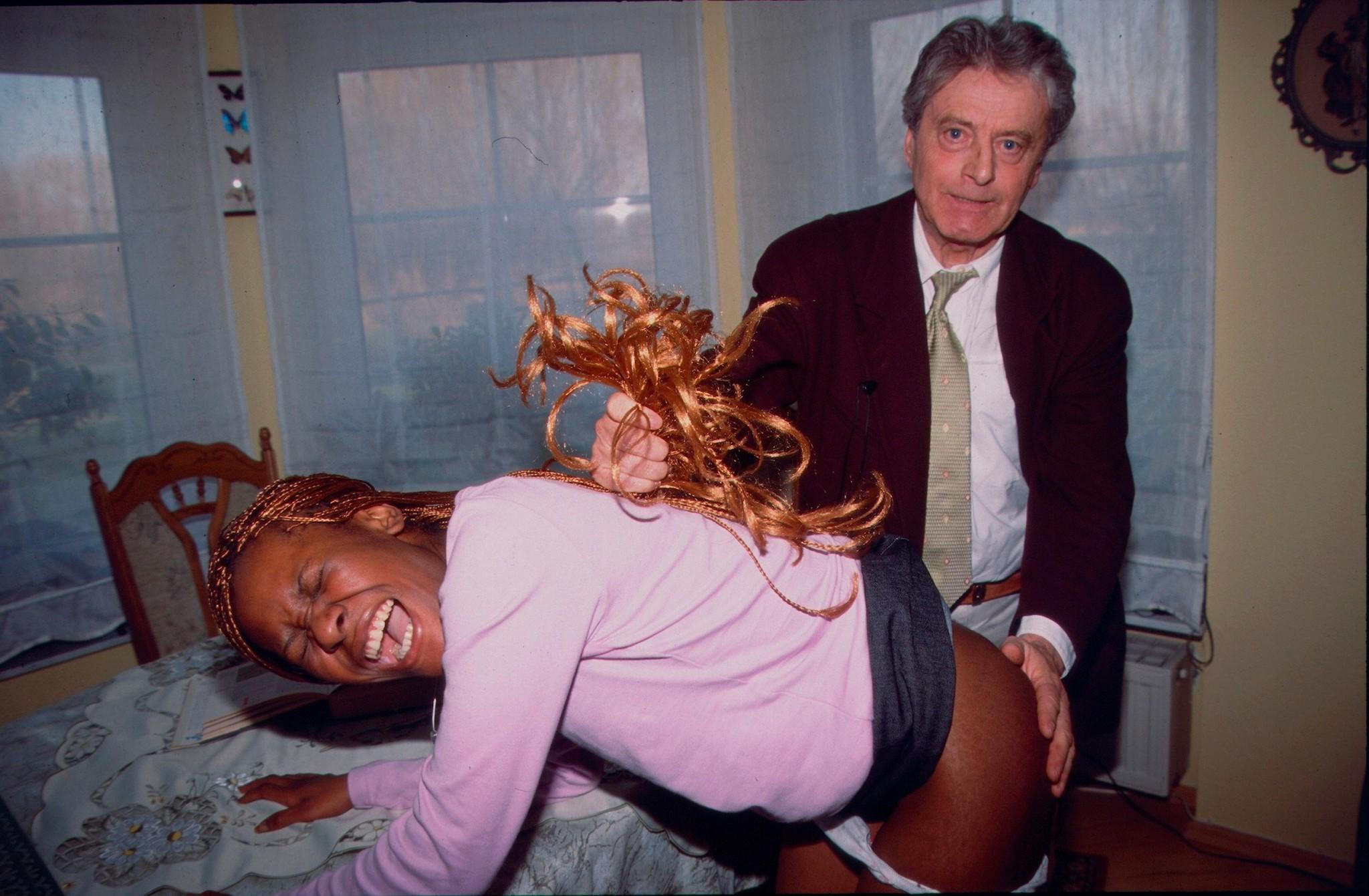 15P Black girl caning and palm spanking of ebony slaveslut